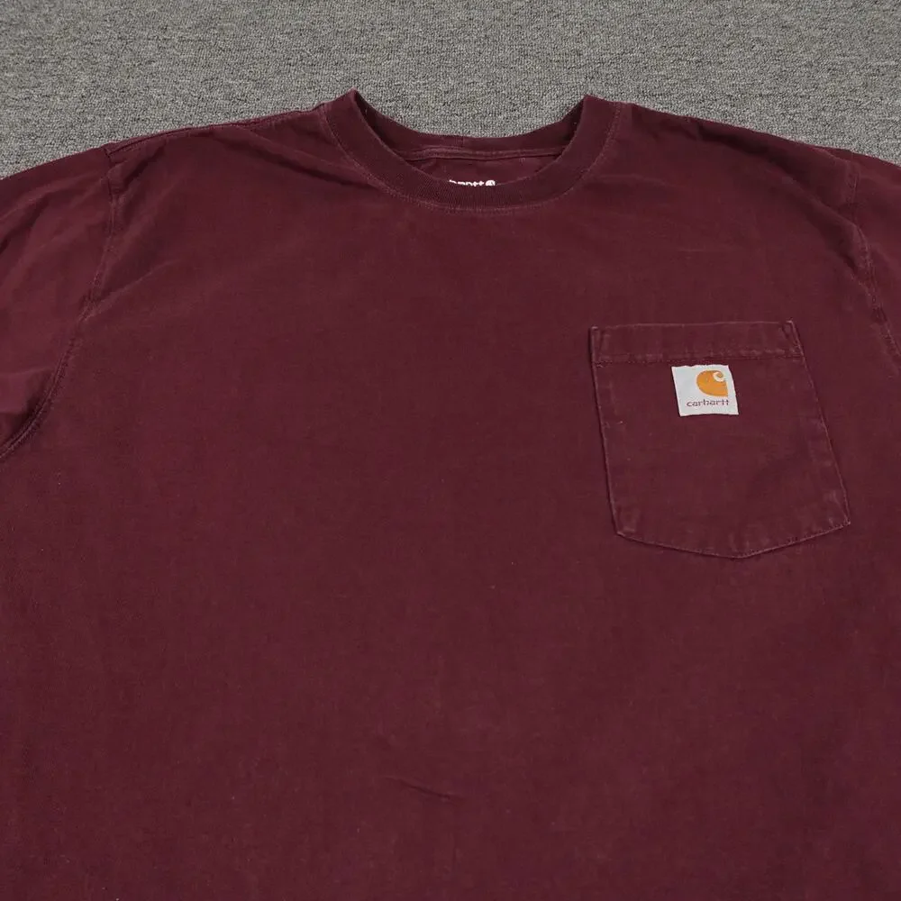 Carhartt Shirt Mens Large Red Short Sleeve Pocket Tee Tagless Loose Fit Workwear